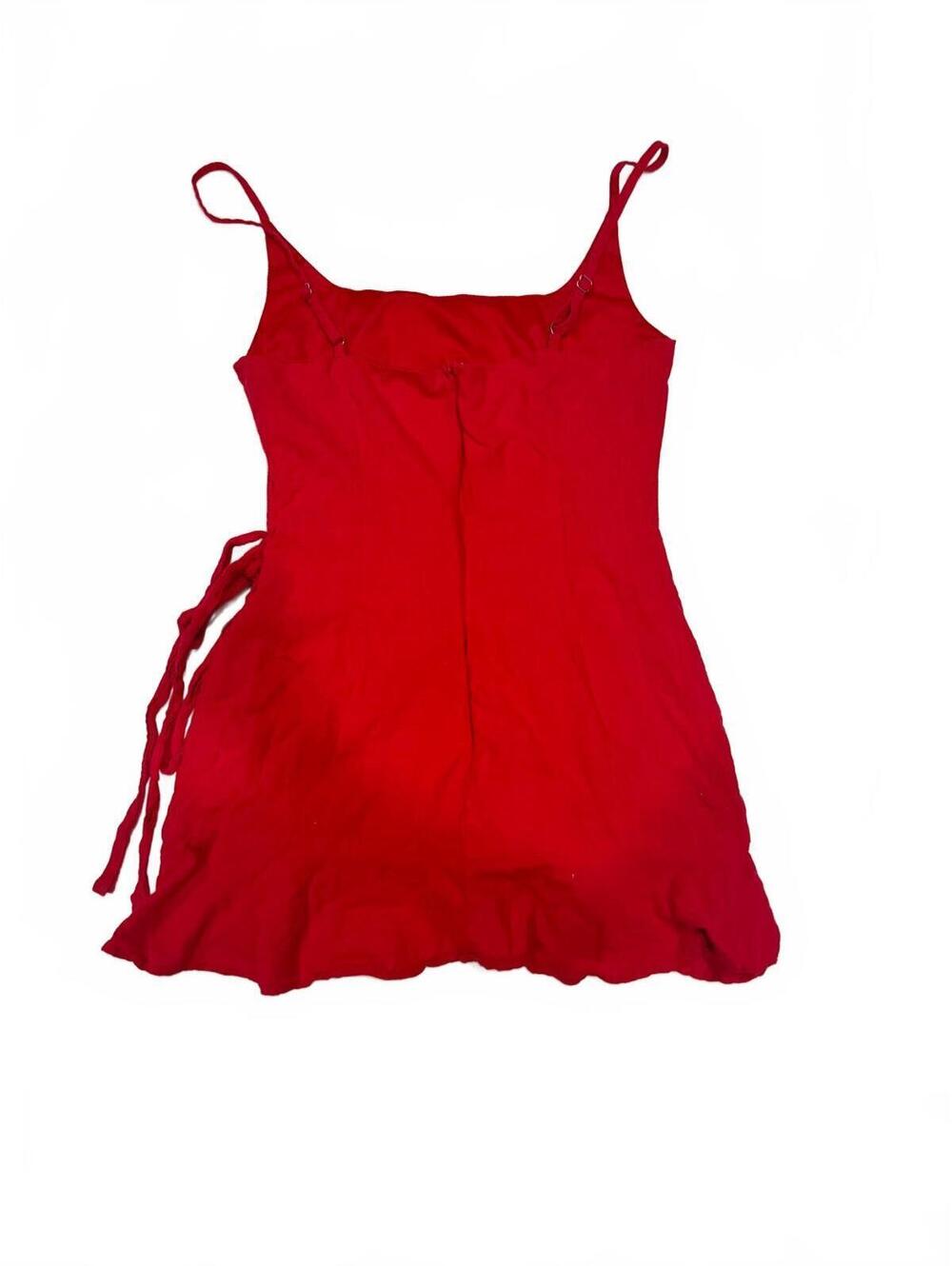 Princess Polly Red Mini Dress Wrap Front Side Tie Cami Sundress Size 6 US - Picture 5 of 9